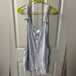EUC Xhilaration Blue and White Striped Shorts Romper with adjustable straps XL